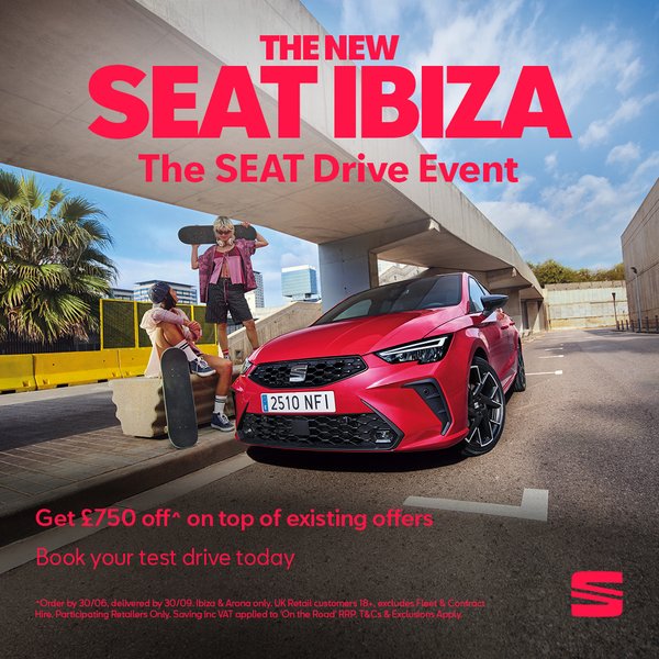 Save an EXTRA £750 on top of an exclusive Citygate offer on the SEAT Ibiza!