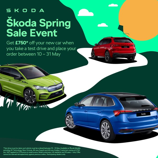 Skoda Spring Sale - Get £750* off your new car when you take a test drive
