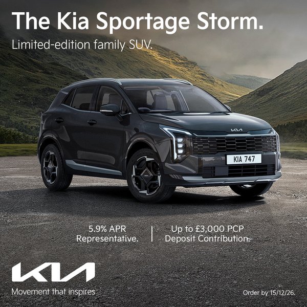 £3,000 towards your deposit on the New Limited Edition Sportage Storm! 