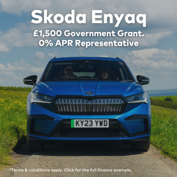 Skoda Enyaq with a £1,500 Government Grant + £500 stock offer!